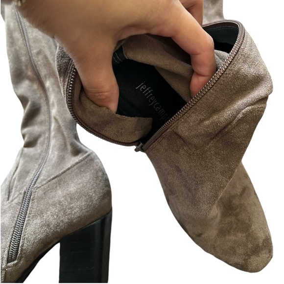 JEFFREY CAMPBELL Perouze Brown Over The Knee Vegan Suede Leather Heeled Boots - Picture 10 of 11